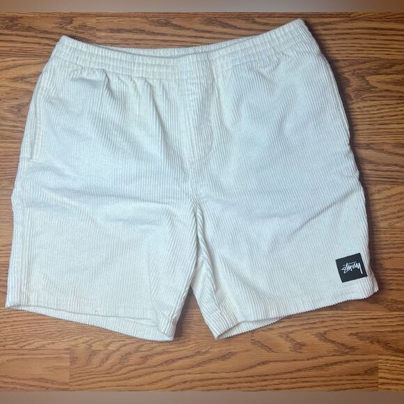 Stussy Wide Wale Cord Shorts Men's W30 NWT White Corduroy - Picture 5 of 6